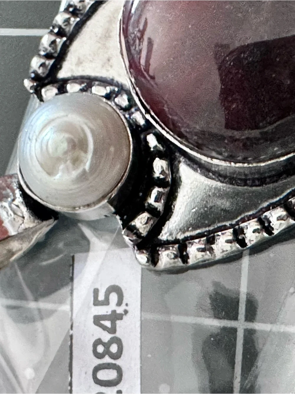 Artisan Silver Dragon Blood Stone  Pendant with Pearl and Coral Accent